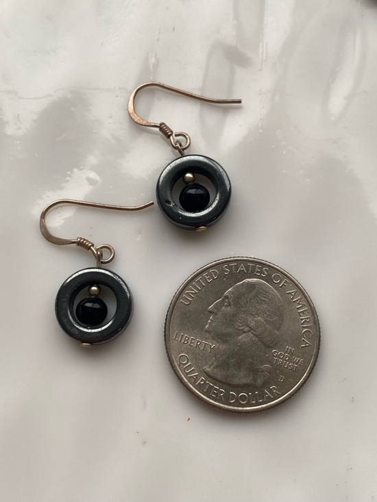 Onyx Pendant l drop double strand Necklaces, Sterling silver and Earrings - Picture 4 of 8